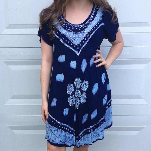 SOLD Sweet Navy Dress/Coverup - Picture 4 of 5